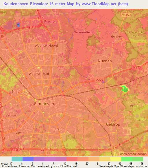 Koudenhoven,Netherlands Elevation Map