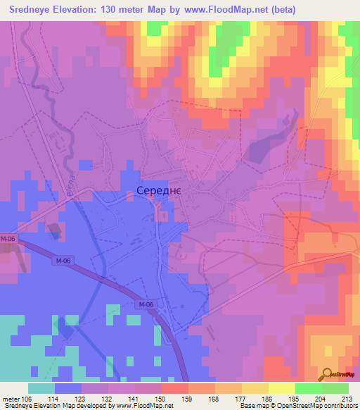 Sredneye,Ukraine Elevation Map