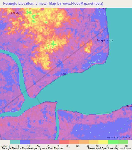 Petangis,Indonesia Elevation Map