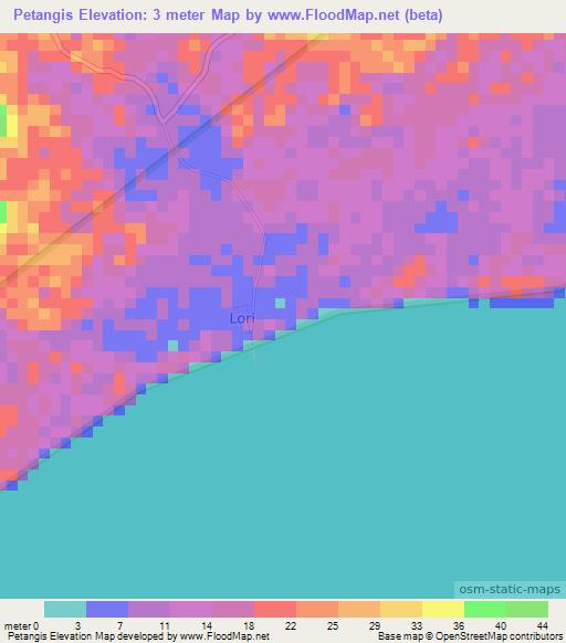 Petangis,Indonesia Elevation Map