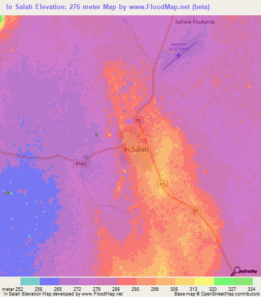 In Salah,Algeria Elevation Map