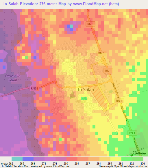 In Salah,Algeria Elevation Map