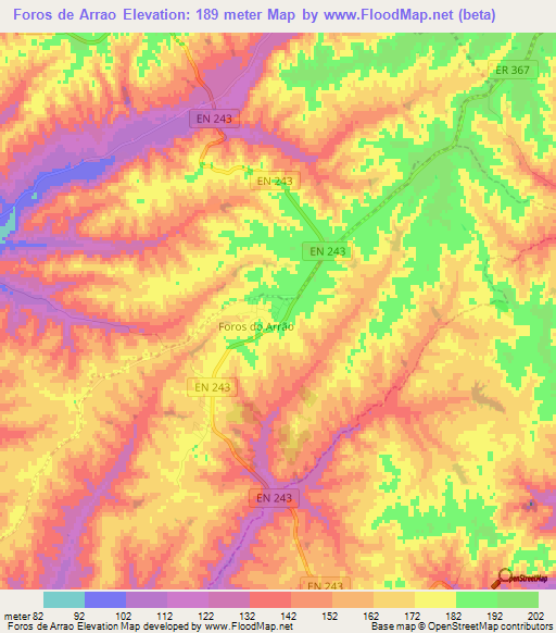 Foros de Arrao,Portugal Elevation Map