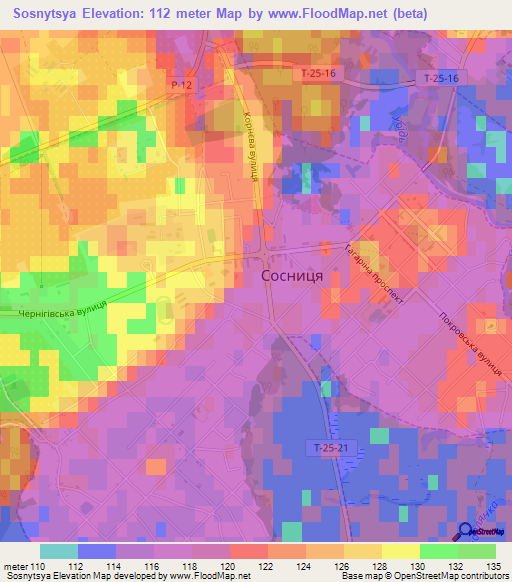 Sosnytsya,Ukraine Elevation Map