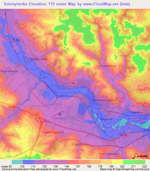Solonytsivka,Ukraine Elevation Map