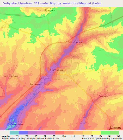 Sofiyivka,Ukraine Elevation Map