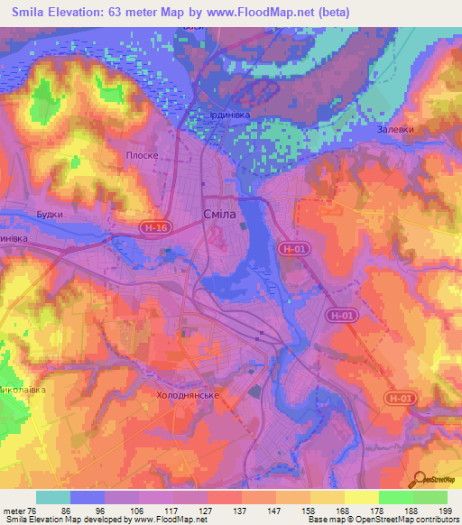 Smila,Ukraine Elevation Map