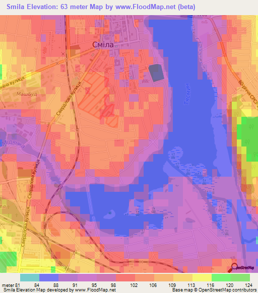 Smila,Ukraine Elevation Map