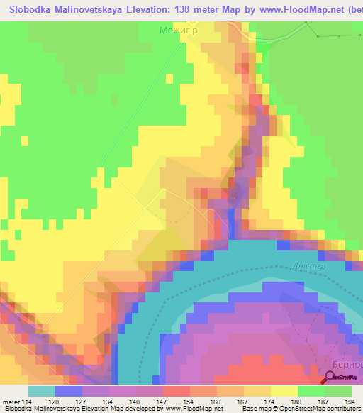 Slobodka Malinovetskaya,Ukraine Elevation Map