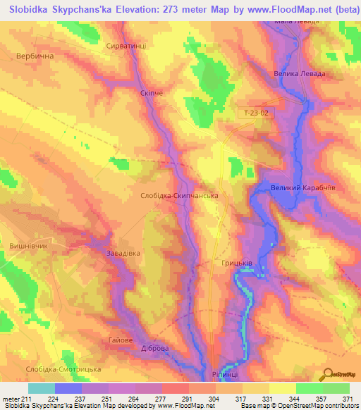Slobidka Skypchans'ka,Ukraine Elevation Map