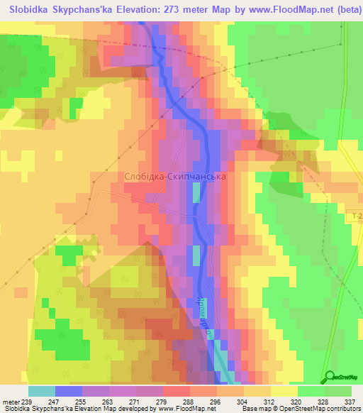 Slobidka Skypchans'ka,Ukraine Elevation Map