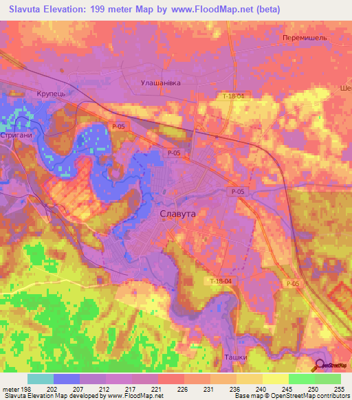 Slavuta,Ukraine Elevation Map