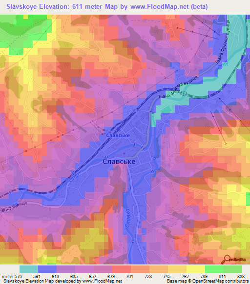 Slavskoye,Ukraine Elevation Map