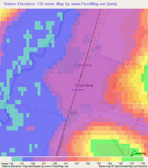Slatino,Ukraine Elevation Map