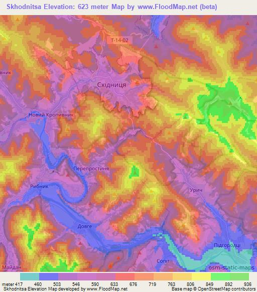 Skhodnitsa,Ukraine Elevation Map