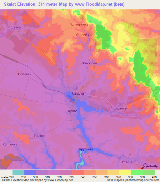 Skalat,Ukraine Elevation Map