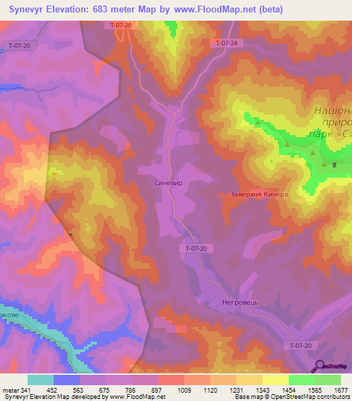 Synevyr,Ukraine Elevation Map