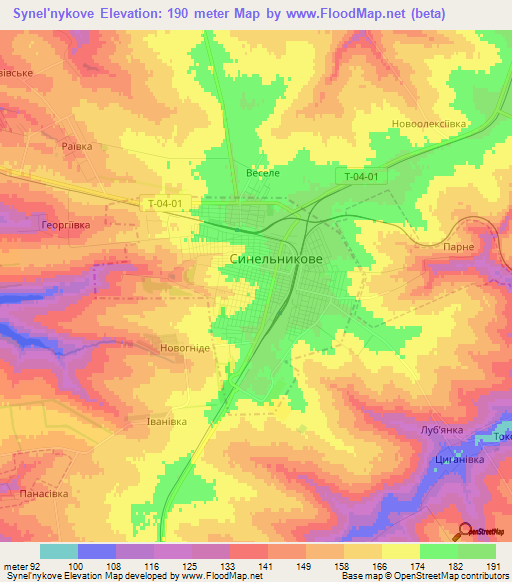 Synel'nykove,Ukraine Elevation Map