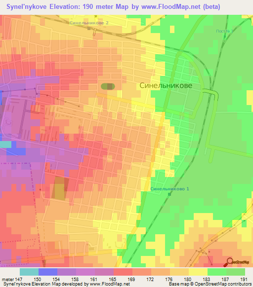 Synel'nykove,Ukraine Elevation Map