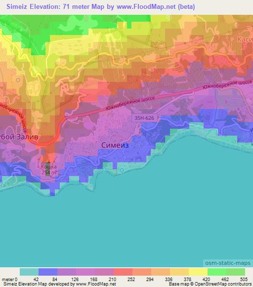 Simeiz,Ukraine Elevation Map
