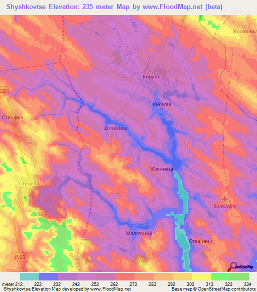 Shyshkovtse,Ukraine Elevation Map