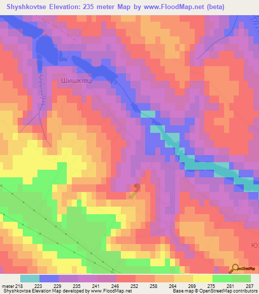 Shyshkovtse,Ukraine Elevation Map