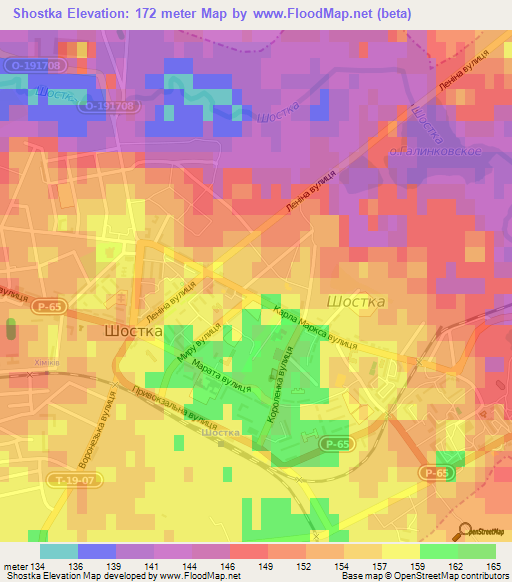 Shostka,Ukraine Elevation Map