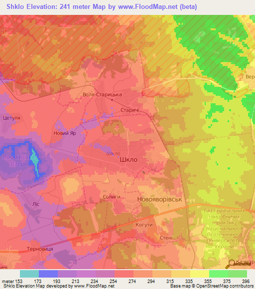 Shklo,Ukraine Elevation Map