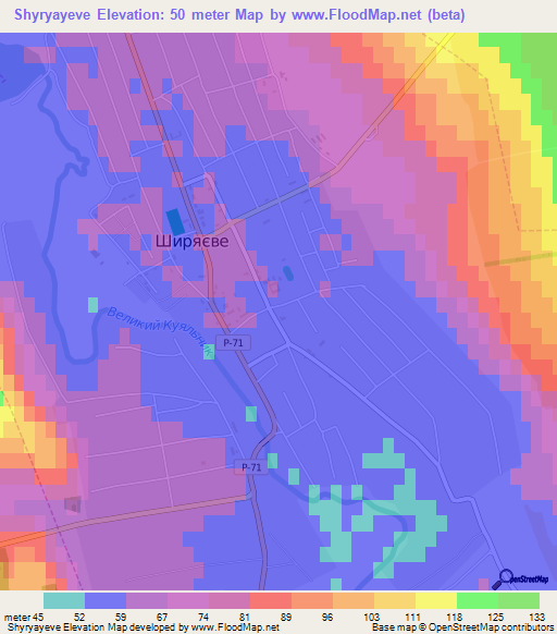 Shyryayeve,Ukraine Elevation Map
