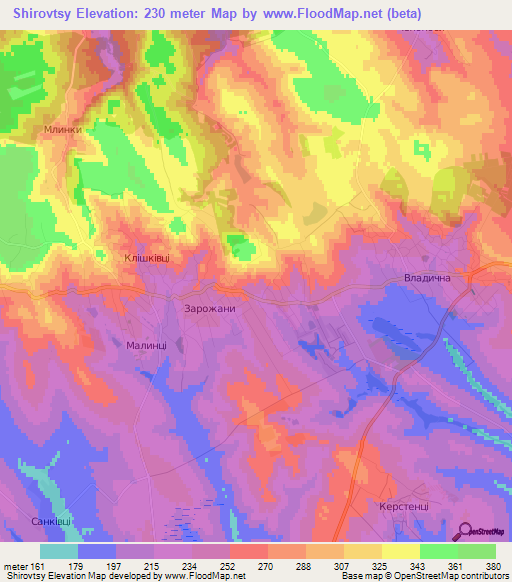 Shirovtsy,Ukraine Elevation Map