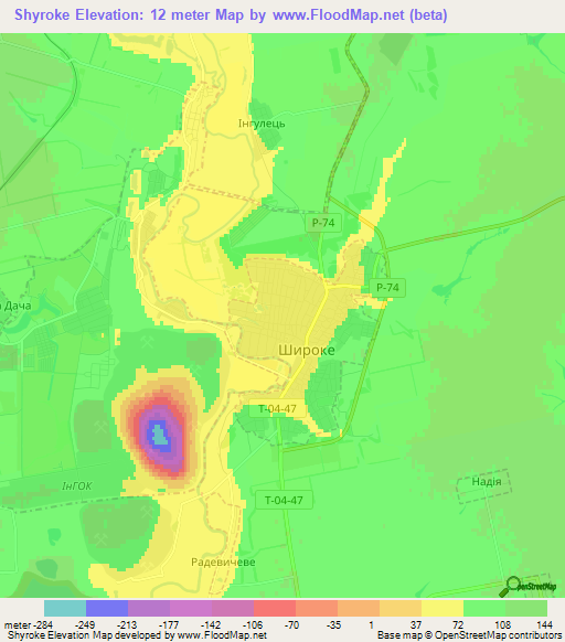 Shyroke,Ukraine Elevation Map