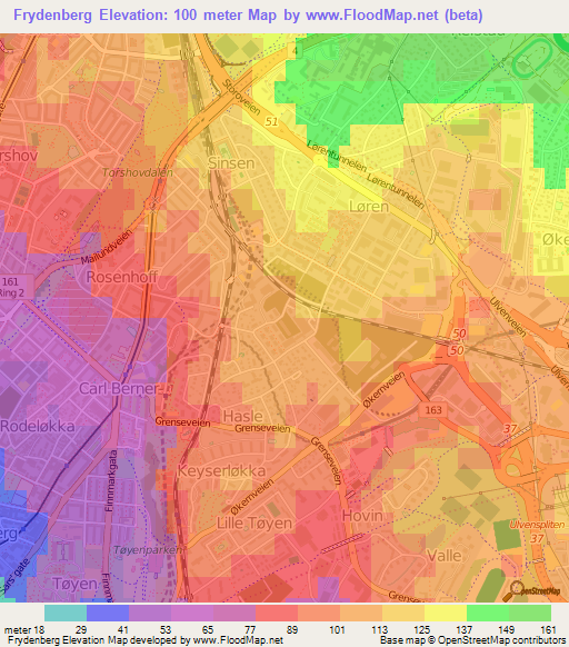 Frydenberg,Norway Elevation Map