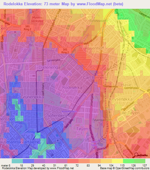 Rodelokka,Norway Elevation Map
