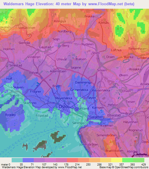 Waldemars Hage,Norway Elevation Map