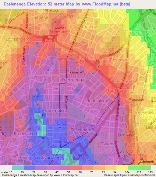 Daelenenga,Norway Elevation Map