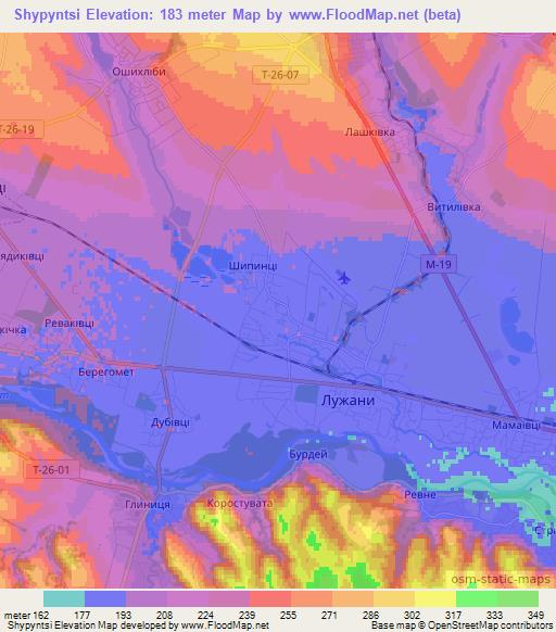 Shypyntsi,Ukraine Elevation Map