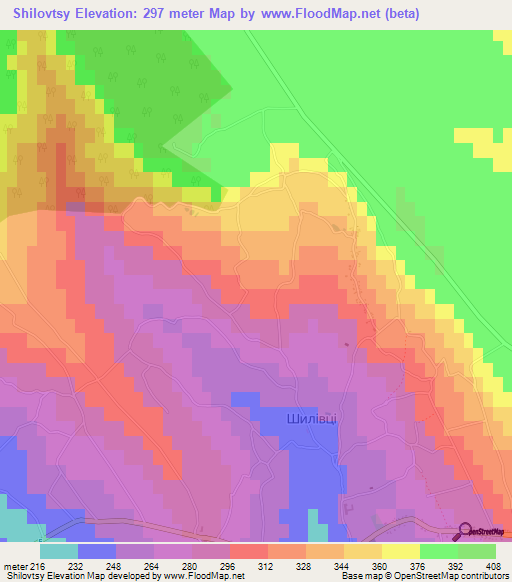 Shilovtsy,Ukraine Elevation Map