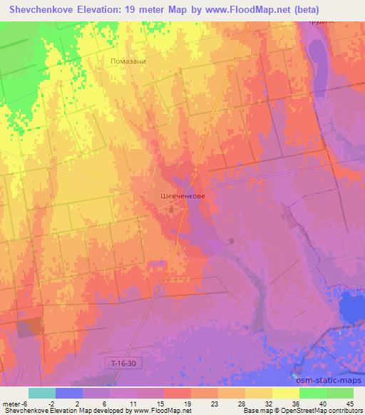 Shevchenkove,Ukraine Elevation Map