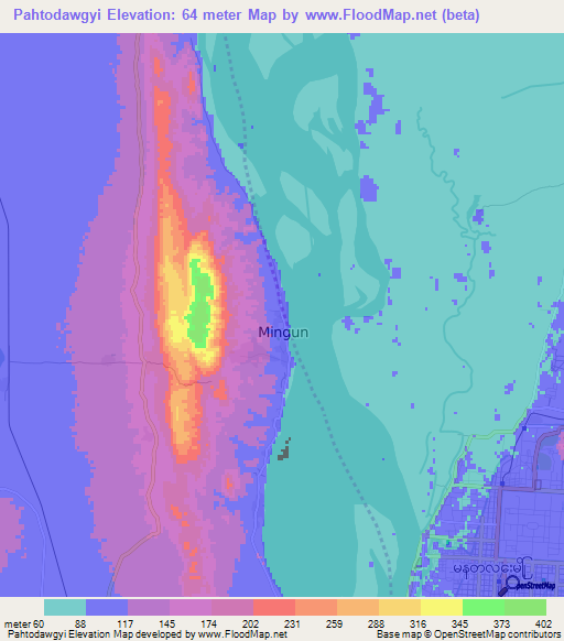 Pahtodawgyi,Myanmar Elevation Map