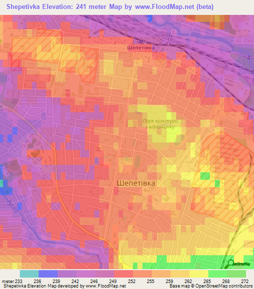 Shepetivka,Ukraine Elevation Map
