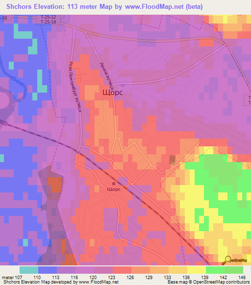 Shchors,Ukraine Elevation Map