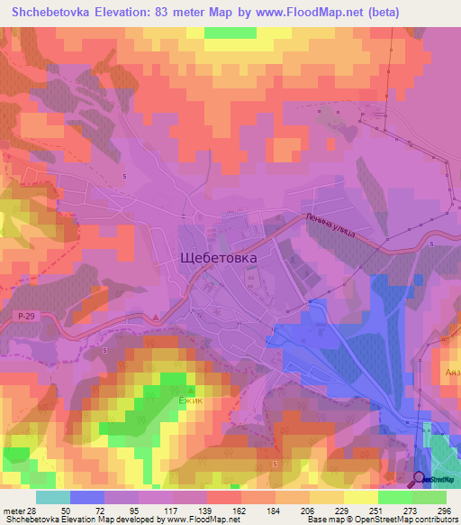 Shchebetovka,Ukraine Elevation Map