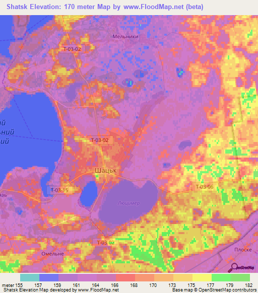 Shatsk,Ukraine Elevation Map