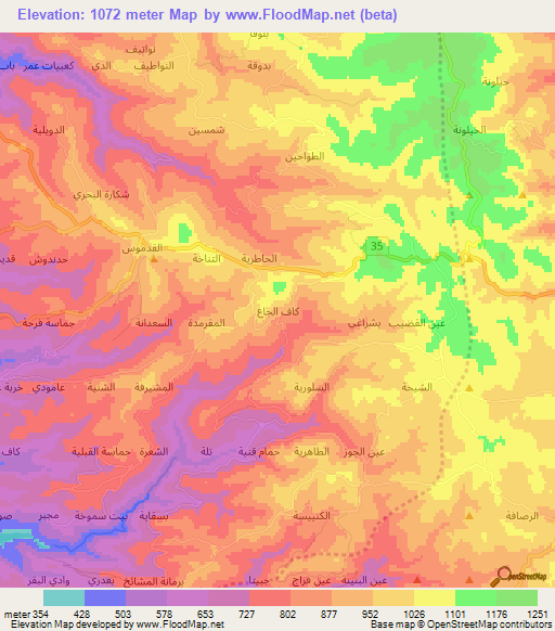 ,Syria Elevation Map