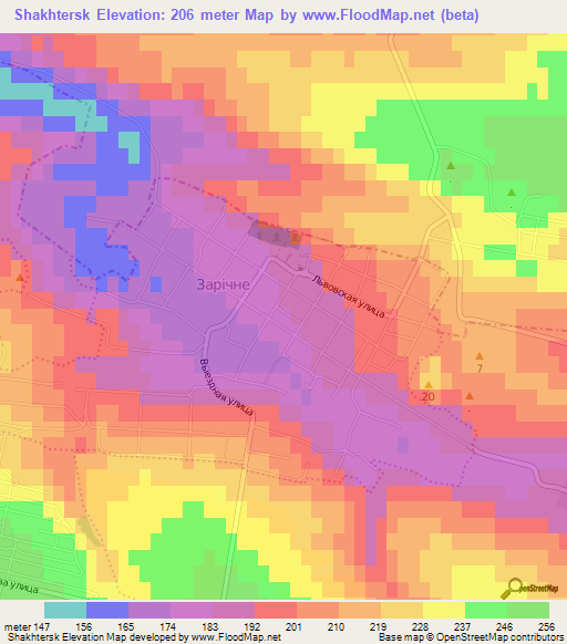 Shakhtersk,Ukraine Elevation Map