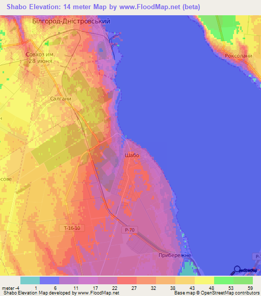 Shabo,Ukraine Elevation Map