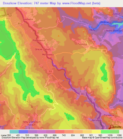 Doszkow,Czech Republic Elevation Map