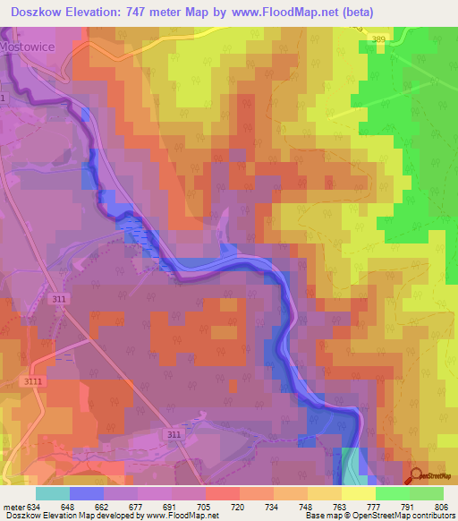 Doszkow,Czech Republic Elevation Map