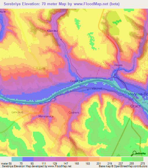 Serebriya,Ukraine Elevation Map