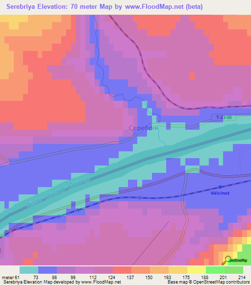 Serebriya,Ukraine Elevation Map